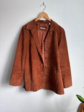 Vintage Women’s Suede Brown Leather Coat size L